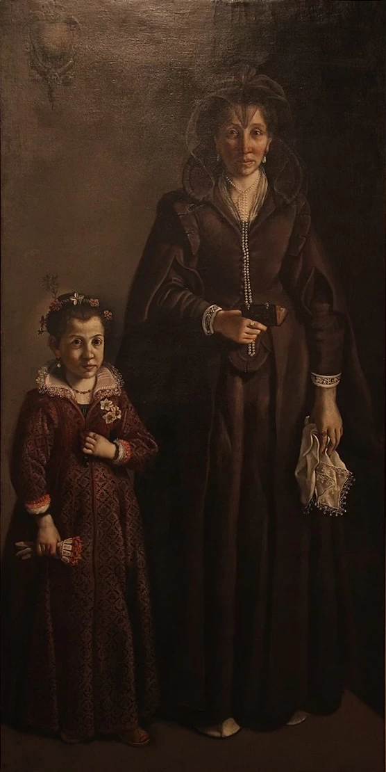 Ritratto di gentildonna in piedi con la figlia